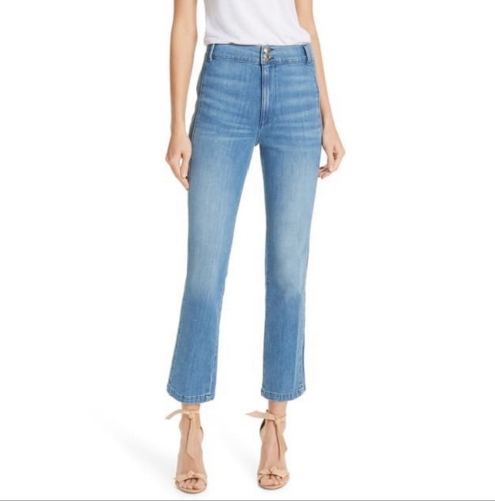 Frame Denim Light Wash High-Rise Straight Crop Jeans